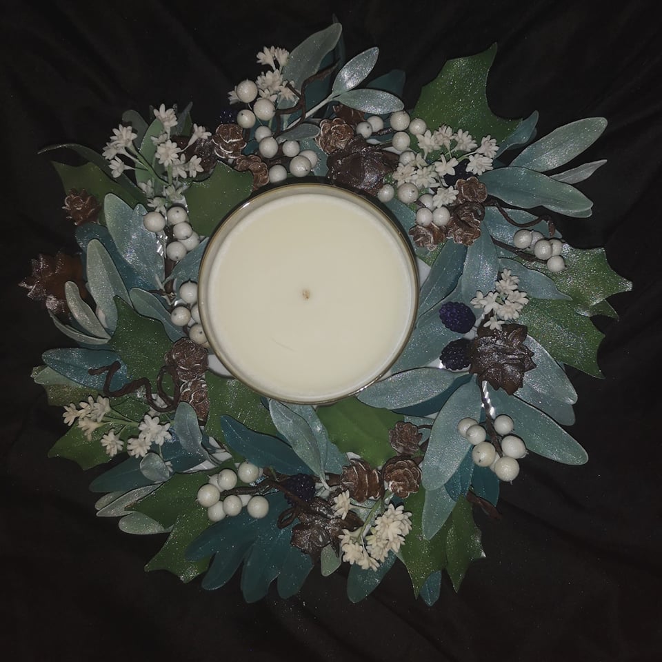 Christmas wreath with sugar paste leaves flowers and berries