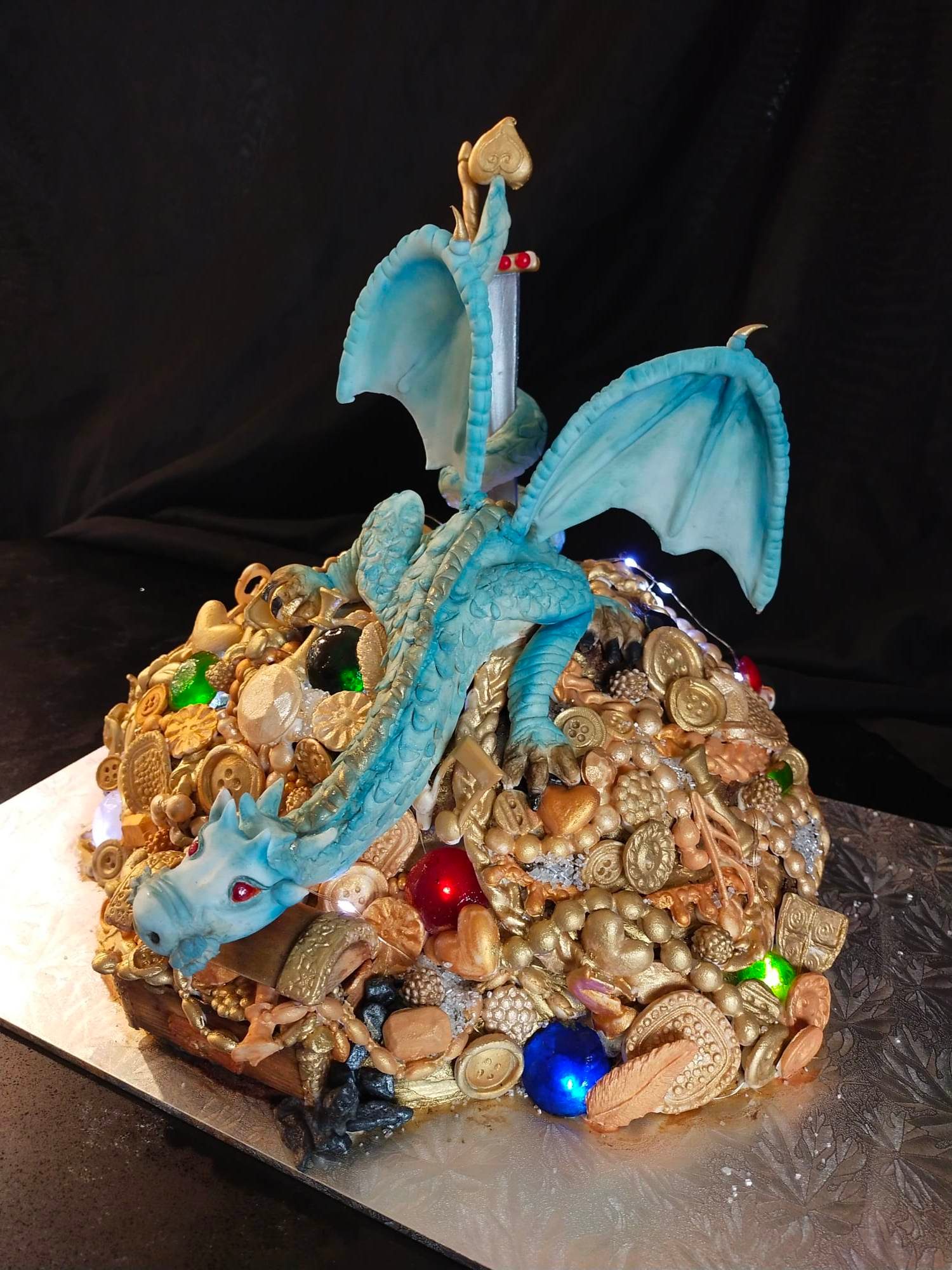 A dragon cake custom made for my dad, every embellishment hand made