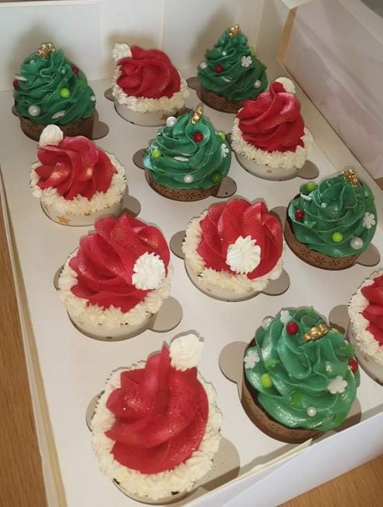 Yummy and fun Christmas themed cupcakes for a gift or special occasion - custim made by by Embellished Food Art, Lower Hutt, Wellington cake decorating